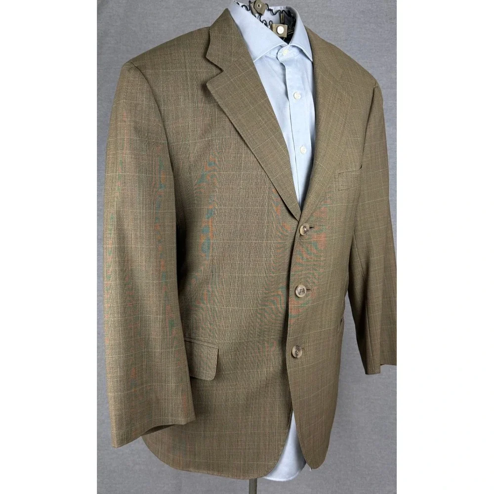 Ermenegildo Zegna Neiman Marcus Blazer Mens Olive Brown Super 100s Wool 3-Button